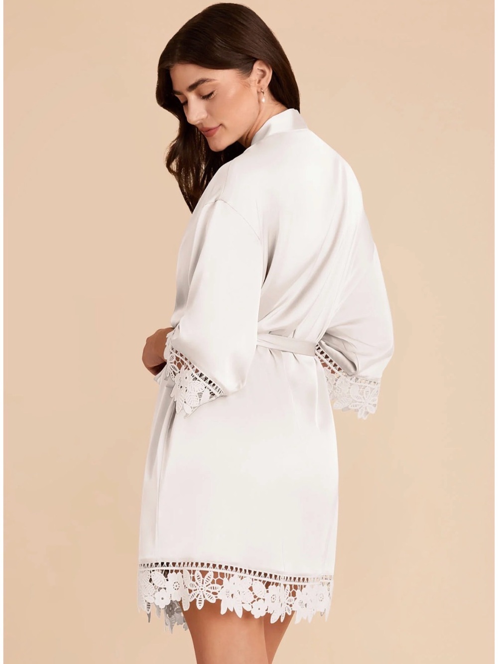Birdy Grey White Lace-Trim Short Robe - Picture 2 of 5